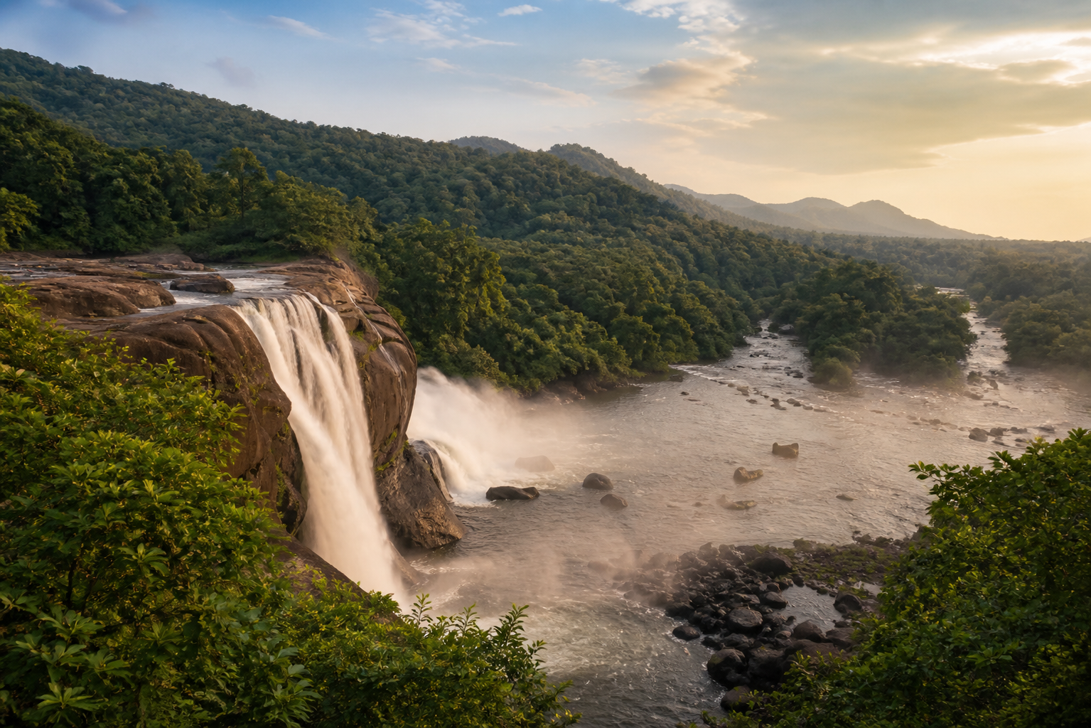 Athirappilly Falls cascading through tropical Kerala forest